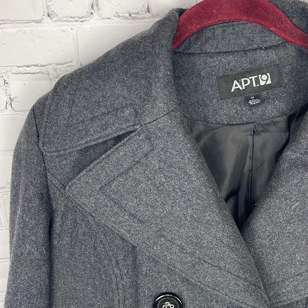 Apt. 9 Gray Button Up Peacoat Size Medium - image 7